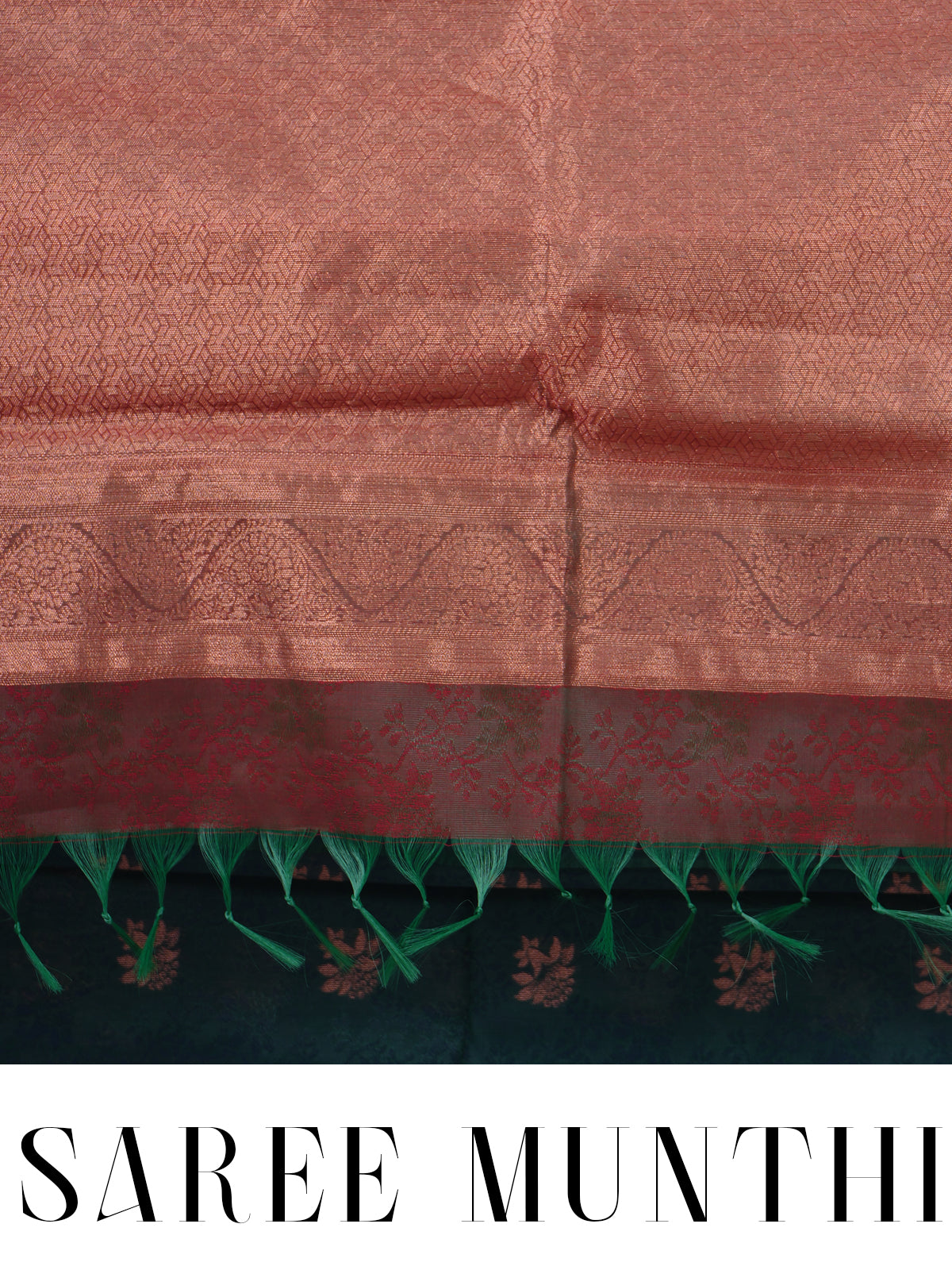 Peacock Blue and Copper Rose Silk Cotton Saree
