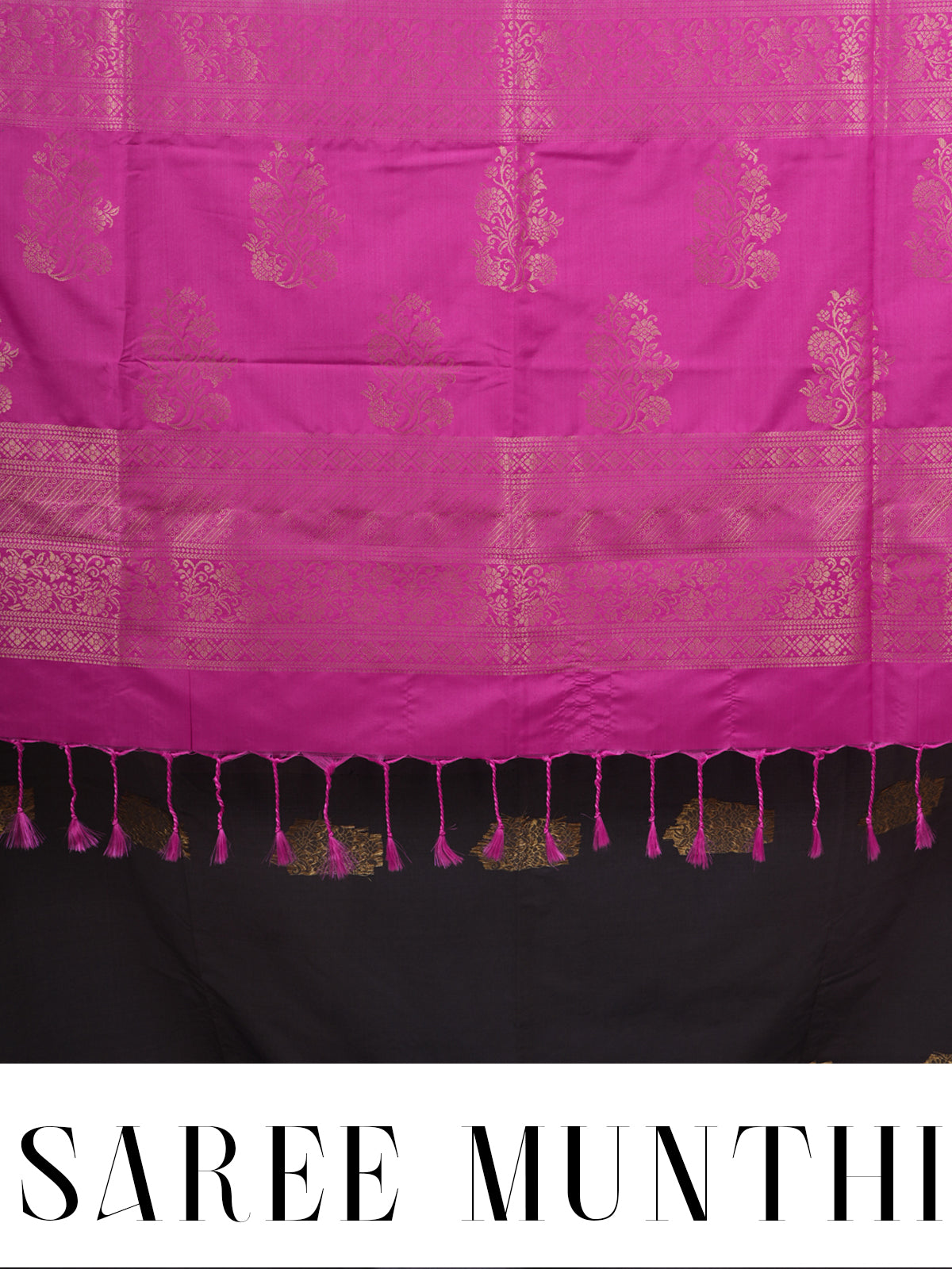 Grey with Rani Pink Semi Silk Saree
