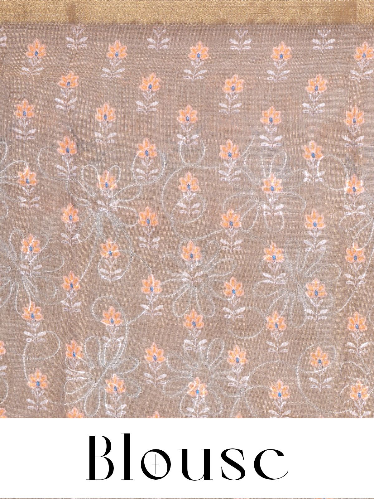 Beige with Multicolored Accents - Linen Cotton Saree