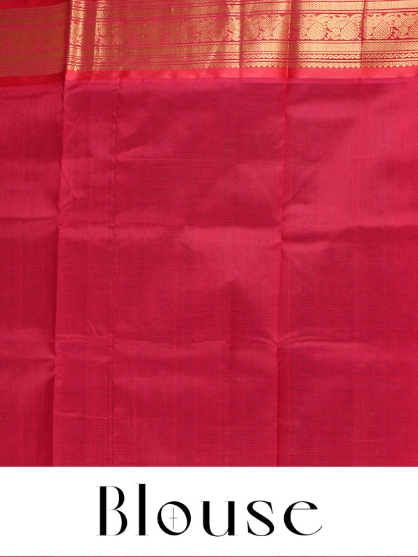 Royal Bottle Green and Crimson Red Handloom Pure Silk Cotton Saree