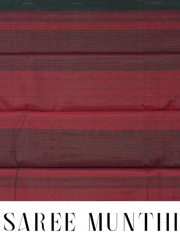 Dark Green and Brick Red Silk Cotton Saree