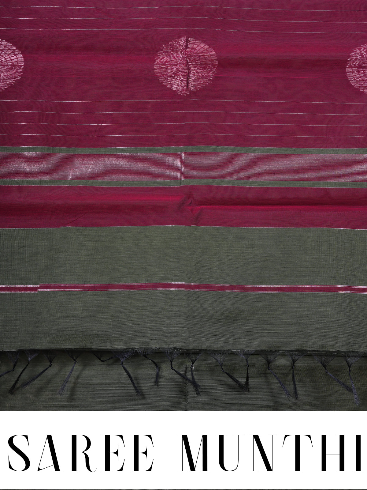 Olive Green with Magenta Silk Cotton Saree
