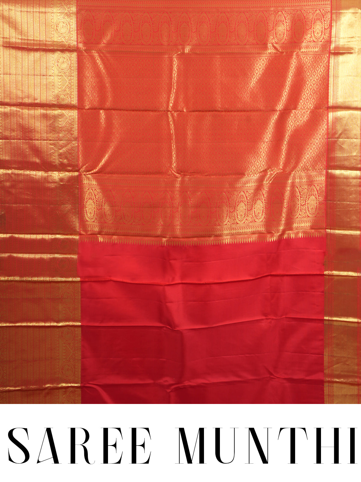 Regal Crimson Red and Antique Gold Kanjivaram Silk Saree