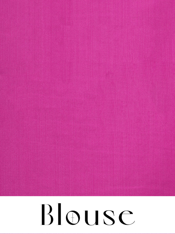 Grey with Rani Pink Semi Silk Saree