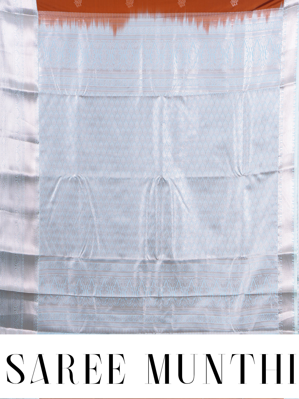 Rust Brown and Silver Kanchipuram Fancy Silk Saree