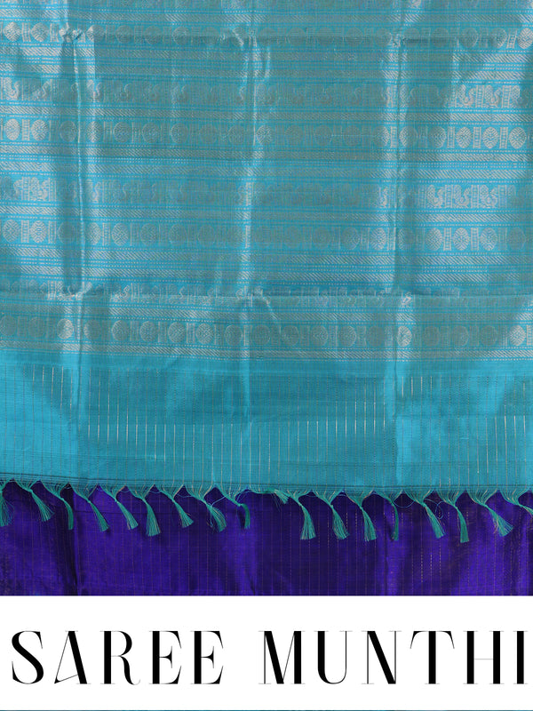 Royal Purple and Turquoise Pure Silk Cotton Saree