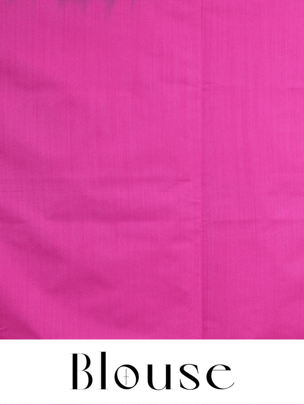 Teal Green With Pink Semi Silk Saree