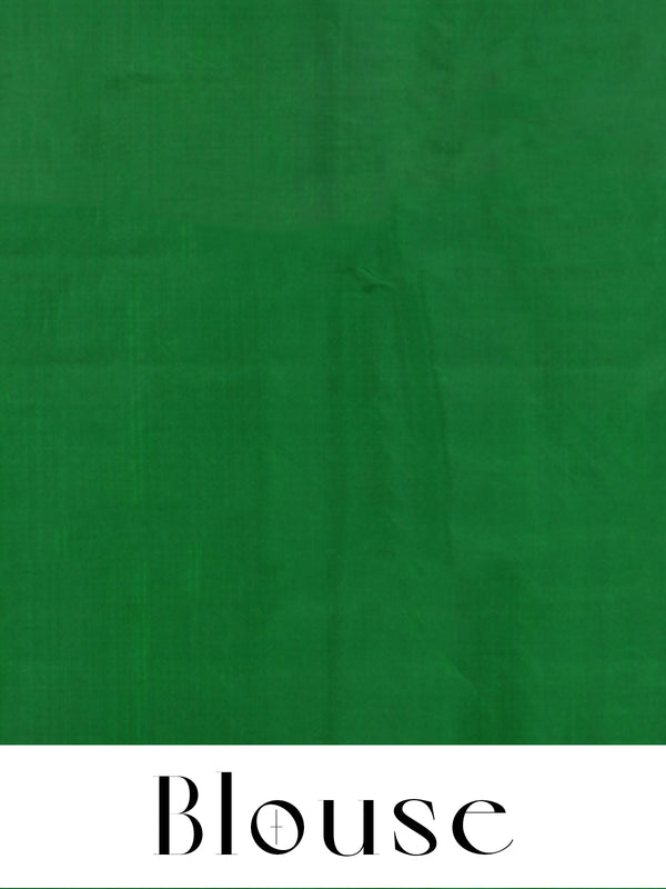 Crimson Pink and Parrot Green Kanchipuram Silk Saree