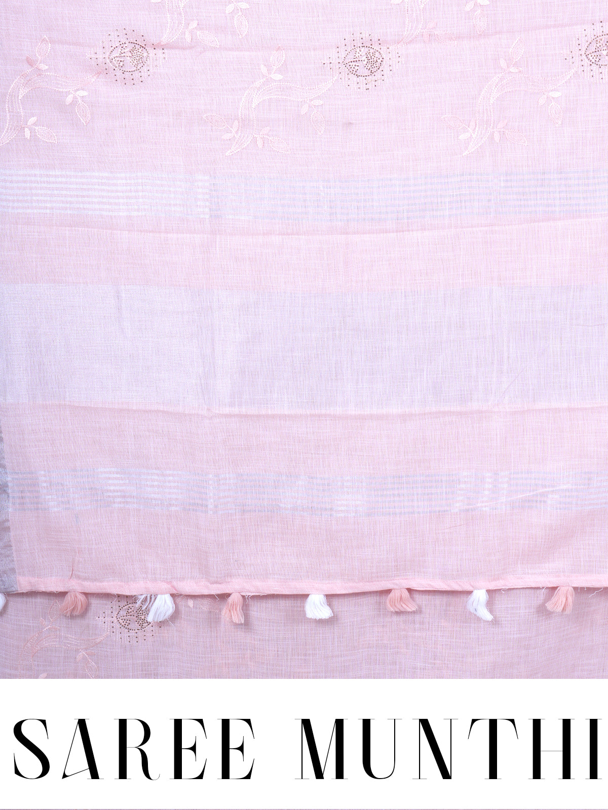 Light Pink with Silver - Linen Cotton Saree