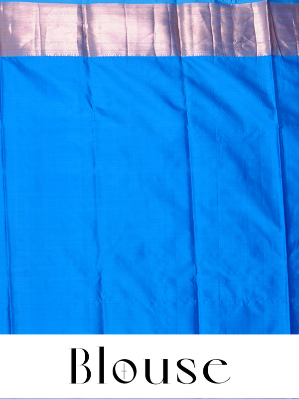 Rani Pink and Sky Blue Kanchipuram Silk Saree
