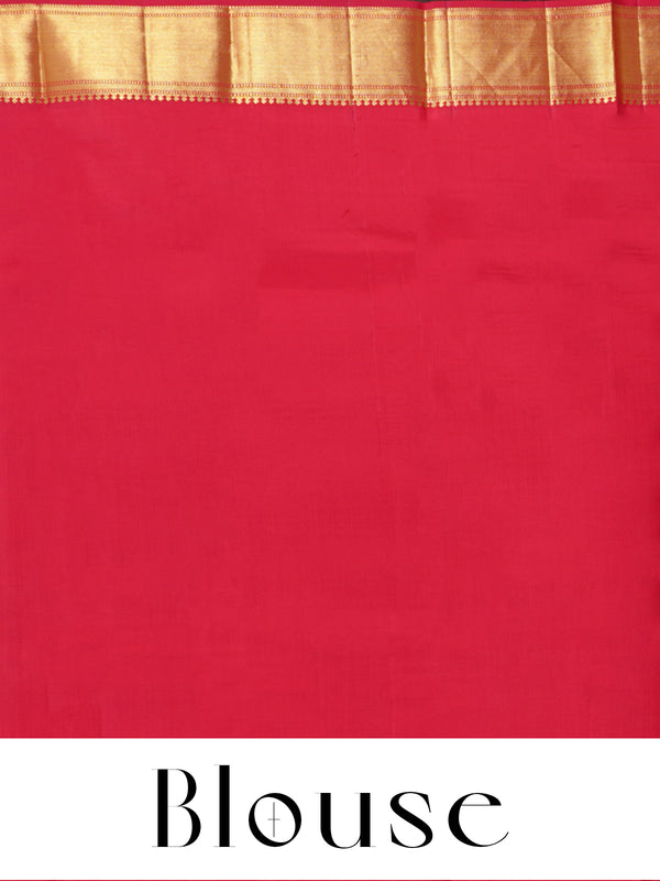 Sky Blue and Crimson Red Pure Kanchipuram Silk Saree