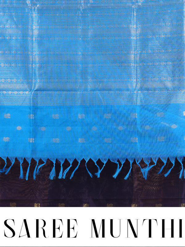 Elegant Deep Violet and Turquoise Blue pure Silk cotton Saree