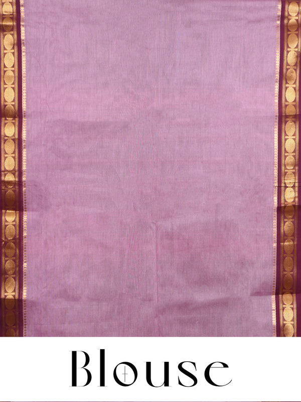 Mauve Pink and Wine Red Chettinad Cotton Saree