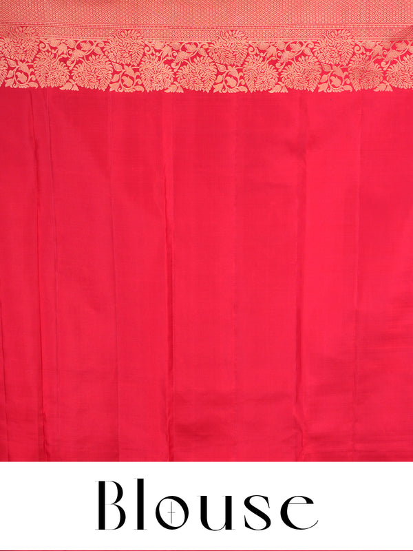 Scarlet Red with Golden Zari Pallu - Pure Kanchipuram Silk Saree