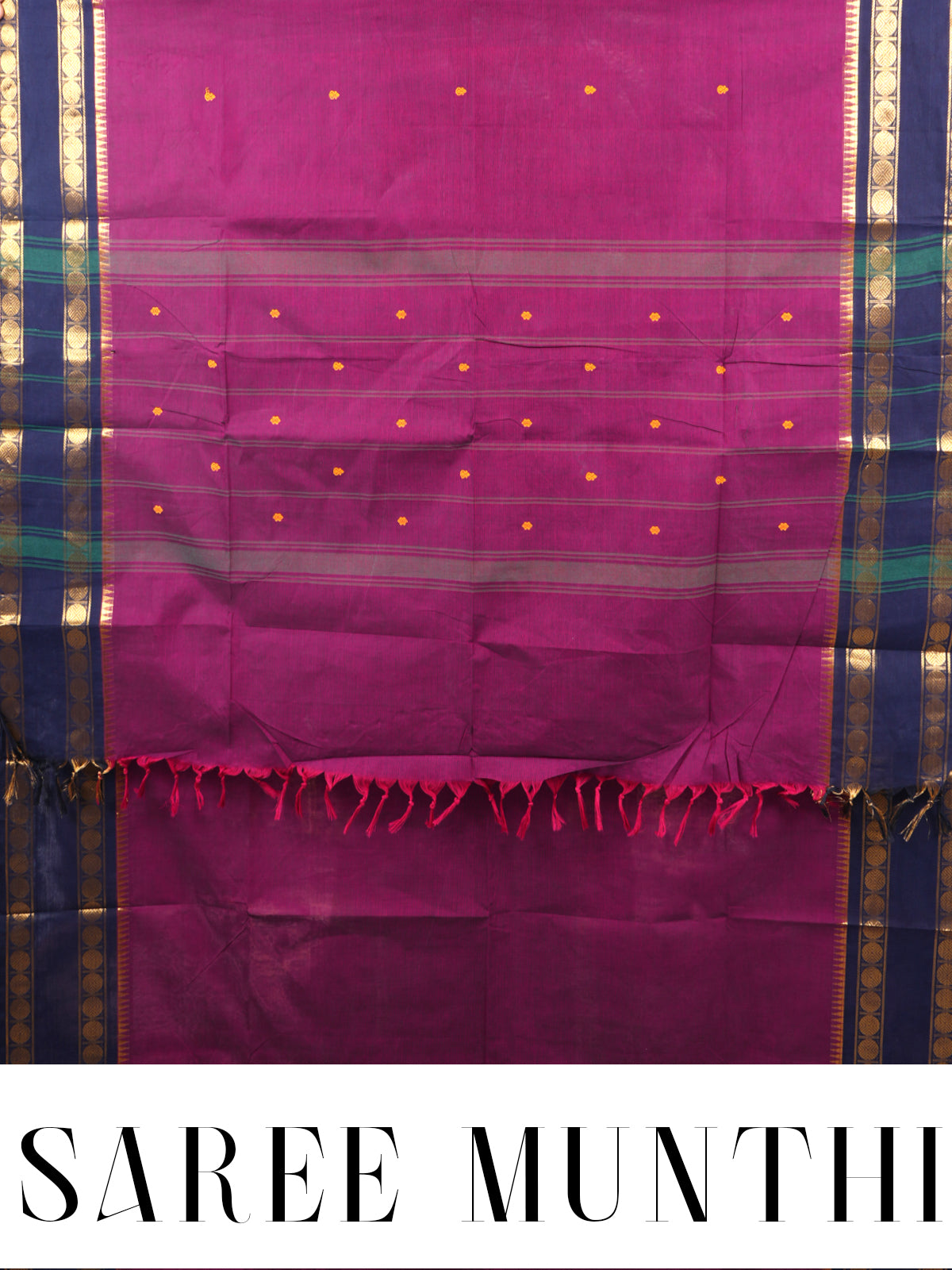 Magenta and Navy Blue Chettinad Cotton Saree