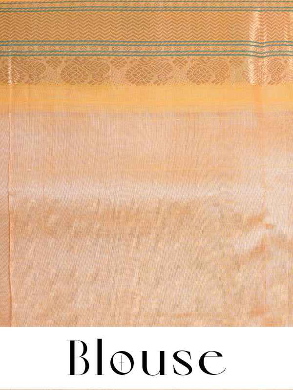 Royal Blue Pure Silk Cotton Saree with Mustard Yellow Zari Border