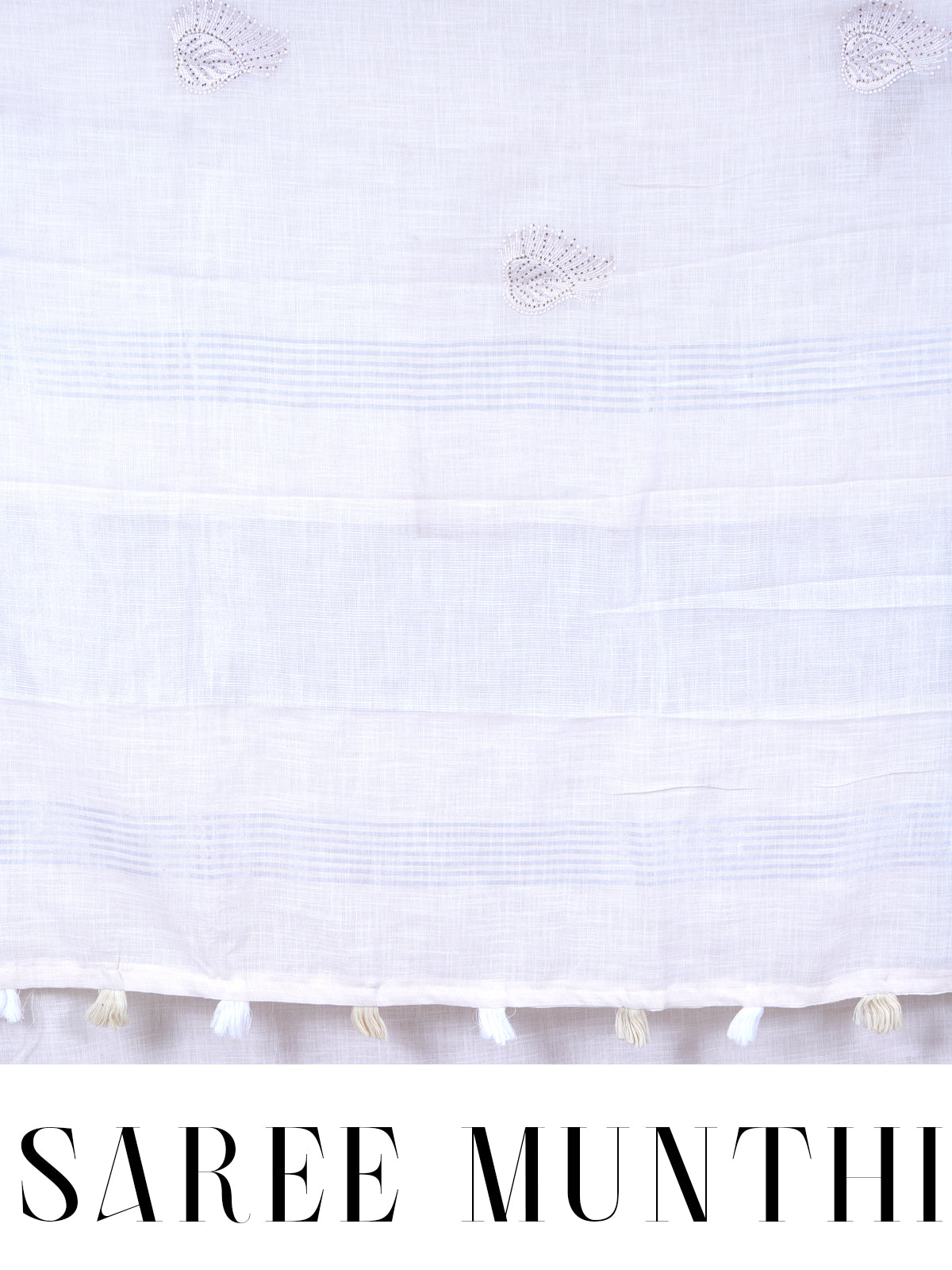 Off-White with Silver - Linen Cotton Saree
