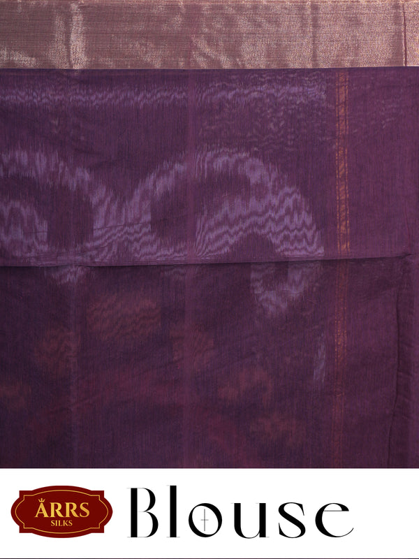 Deep Wine with Black - Pochampalli Cotton Saree