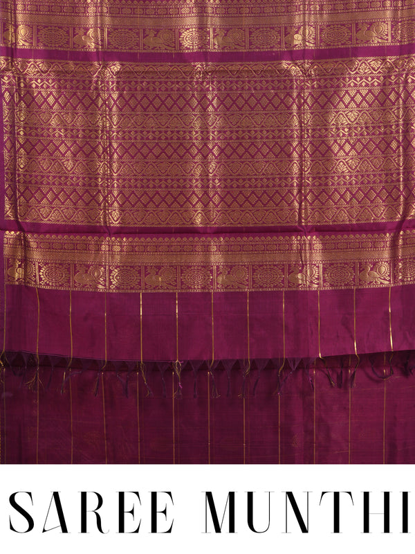 Elegant Wine Pure Silk Cotton Saree