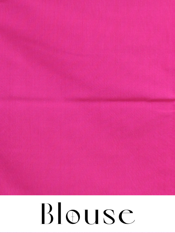 Rama Green With Pink Semi Silk Saree
