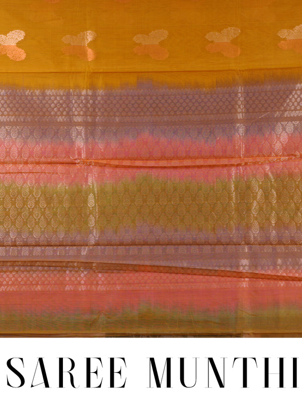 Elegant Mustard Yellow Pure Silk Cotton Handloom Saree