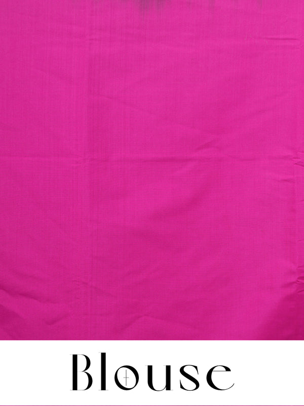 Bottle Green with Rani Pink Semi Silk Saree