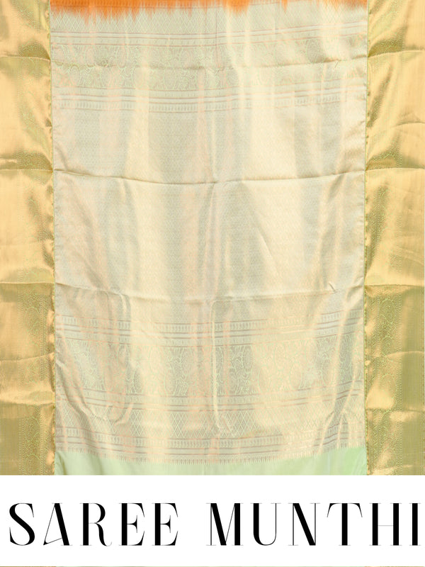 Tangerine Orange with Pastel Green Kanchipuram Fancy Silk Saree