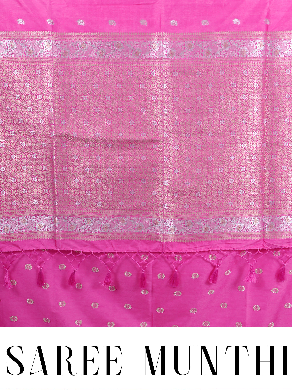 Pink with Silver Zari - Semi Tussar Saree
