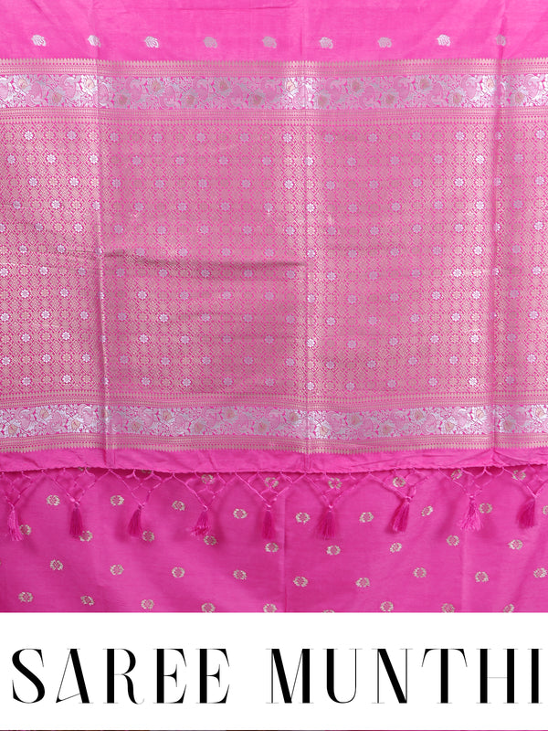 Pink with Silver Zari - Semi Tussar Saree