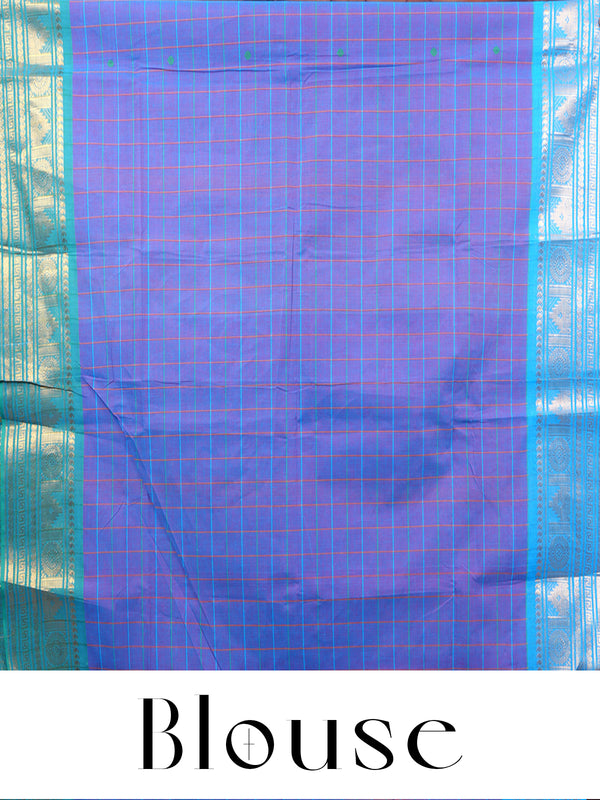 Dual-Tone Purple and Sky Blue Chettinad Cotton Saree
