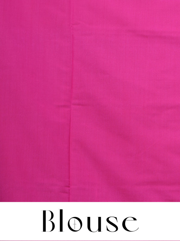 Dark Green With Pink  Semi Silk Saree