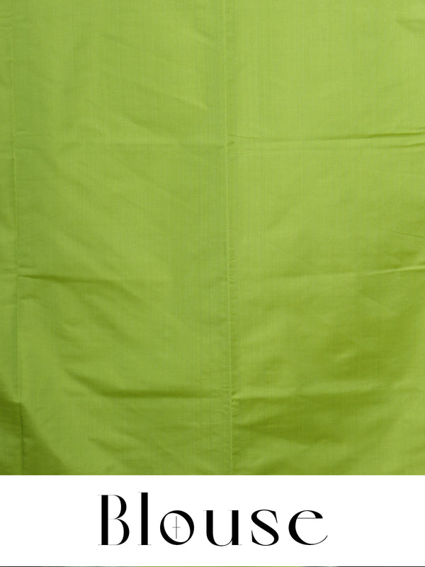 Steel Grey With Green Semi Silk Saree