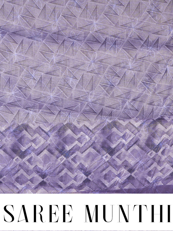 Lavender with Purple - Linen Cotton Saree