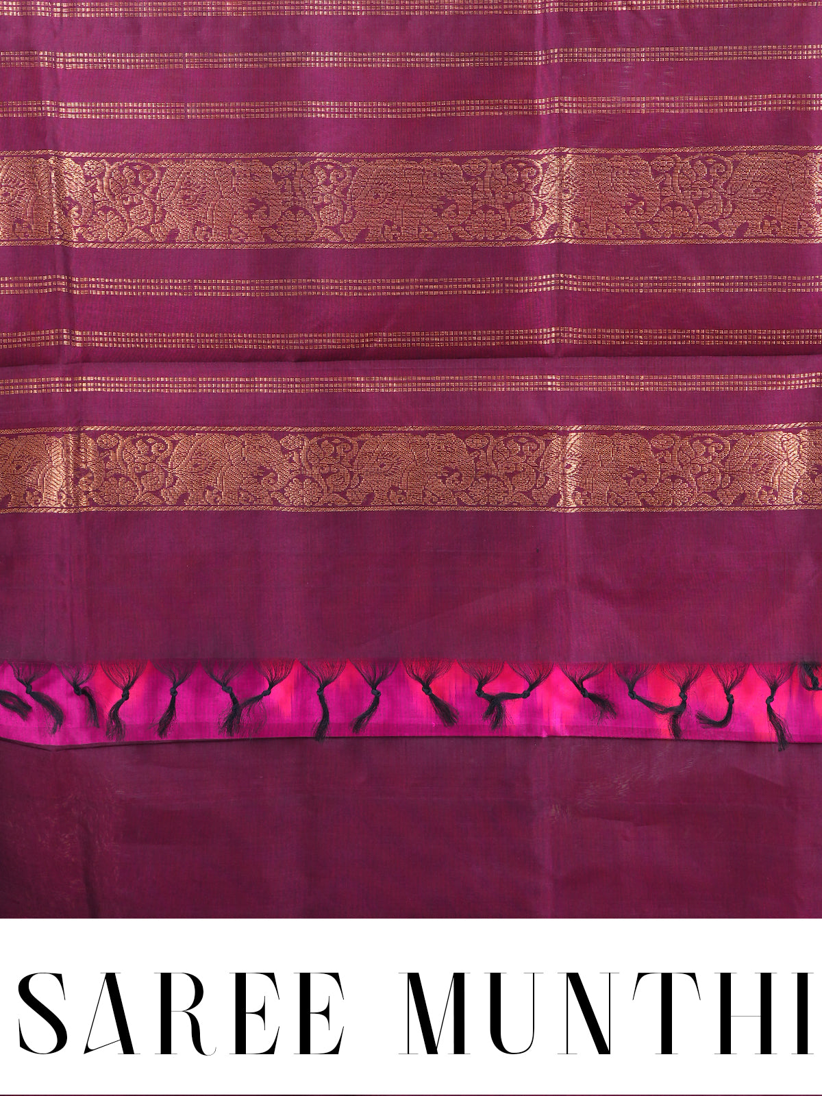 Exquisite Rani Pink and Deep Wine Handloom pure Silk cotton Saree