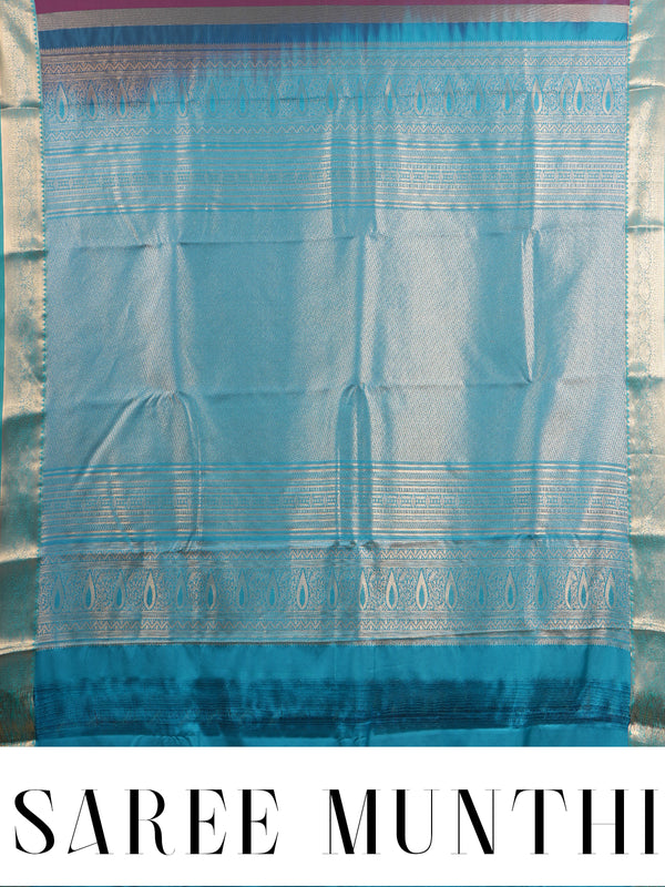 Wine Purple with Rama Green Kanchipuram Fancy Silk Saree
