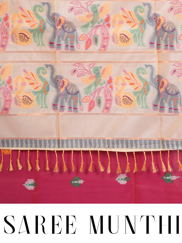 Deep Rose Pink Semi Silk Saree