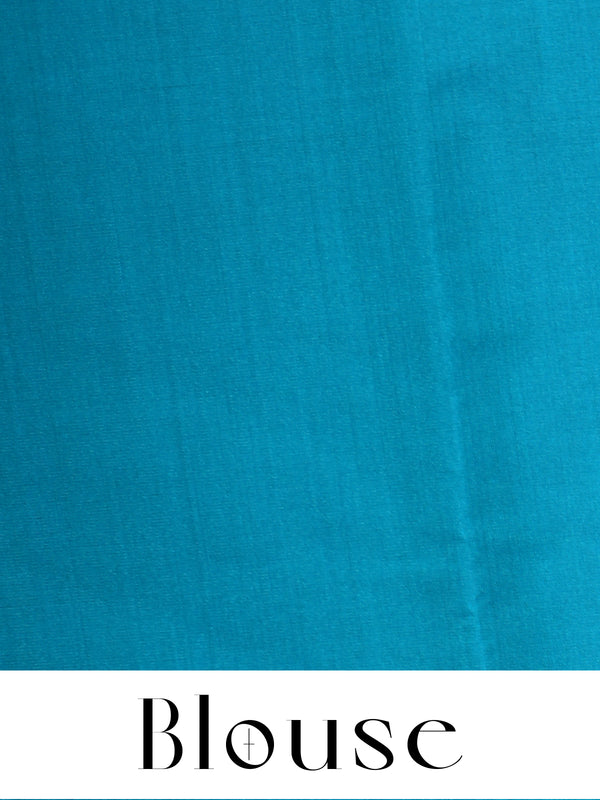 Deep Maroon With Blue Semi Silk Saree