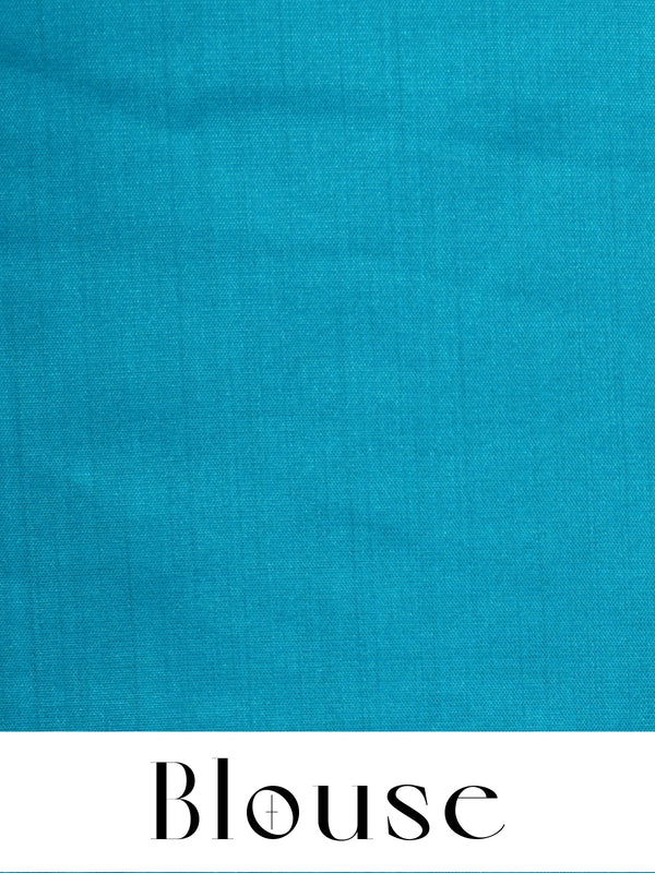 Royal Blue With Rama Green Semi Silk Saree