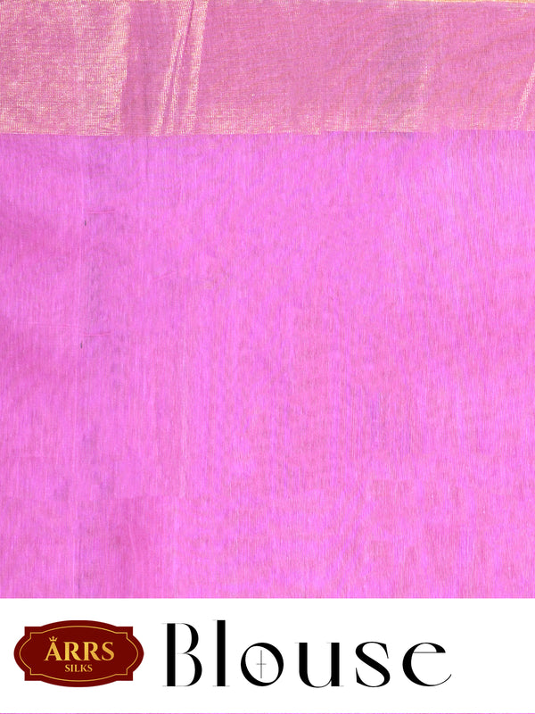 Pink with Wine - Pochampalli Cotton Saree