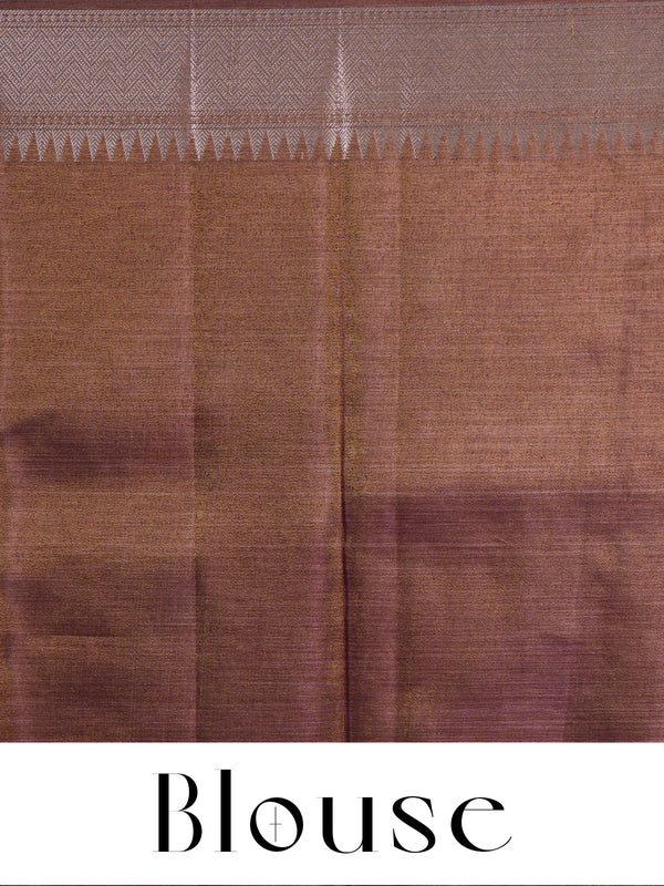 Metallic Brown with Antique Gold Zari -Kanchipuram Pure Mix Saree