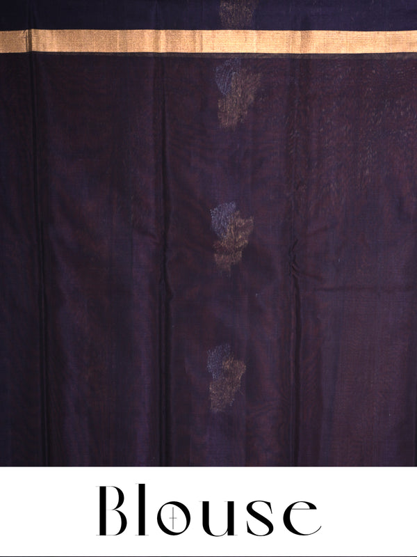Maroon with Navy Blue - Pure Silk Cotton Saree
