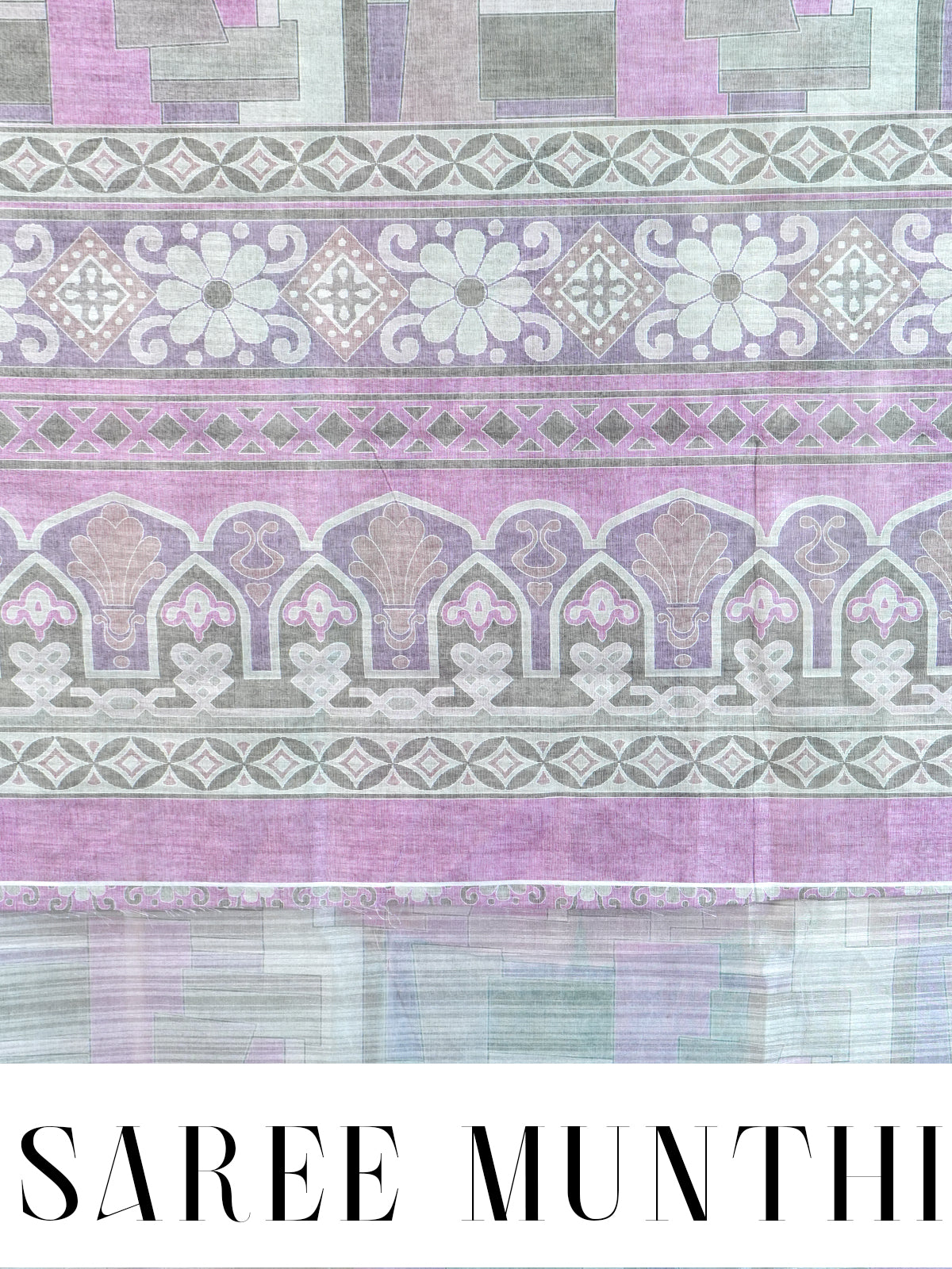 Grey and Purple with Mauve Printed Pallu - Semi Tussar Saree