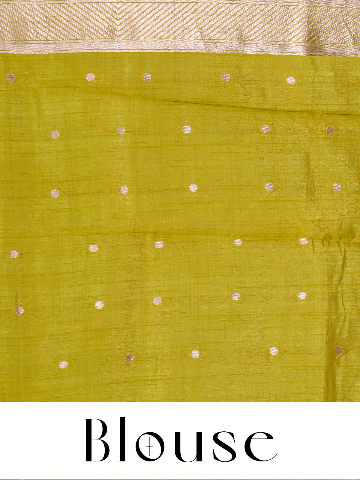 Olive Lime Green with Gold Zari - Semi Tussar Saree