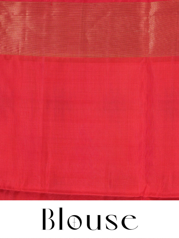 Yellow with Crimson Red - Pure Kanchipuram Silk Saree