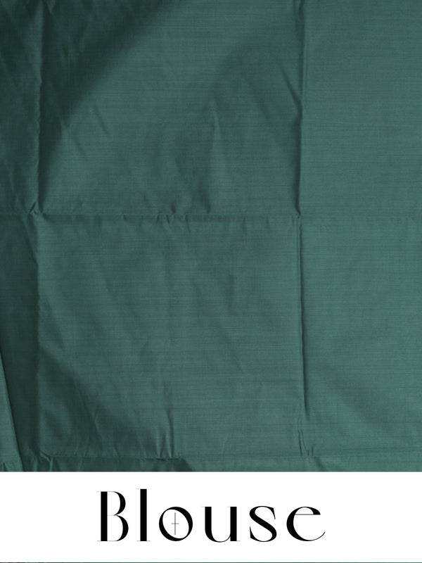 Olive Green with Teal Blue Pallu  Semi Silk Saree