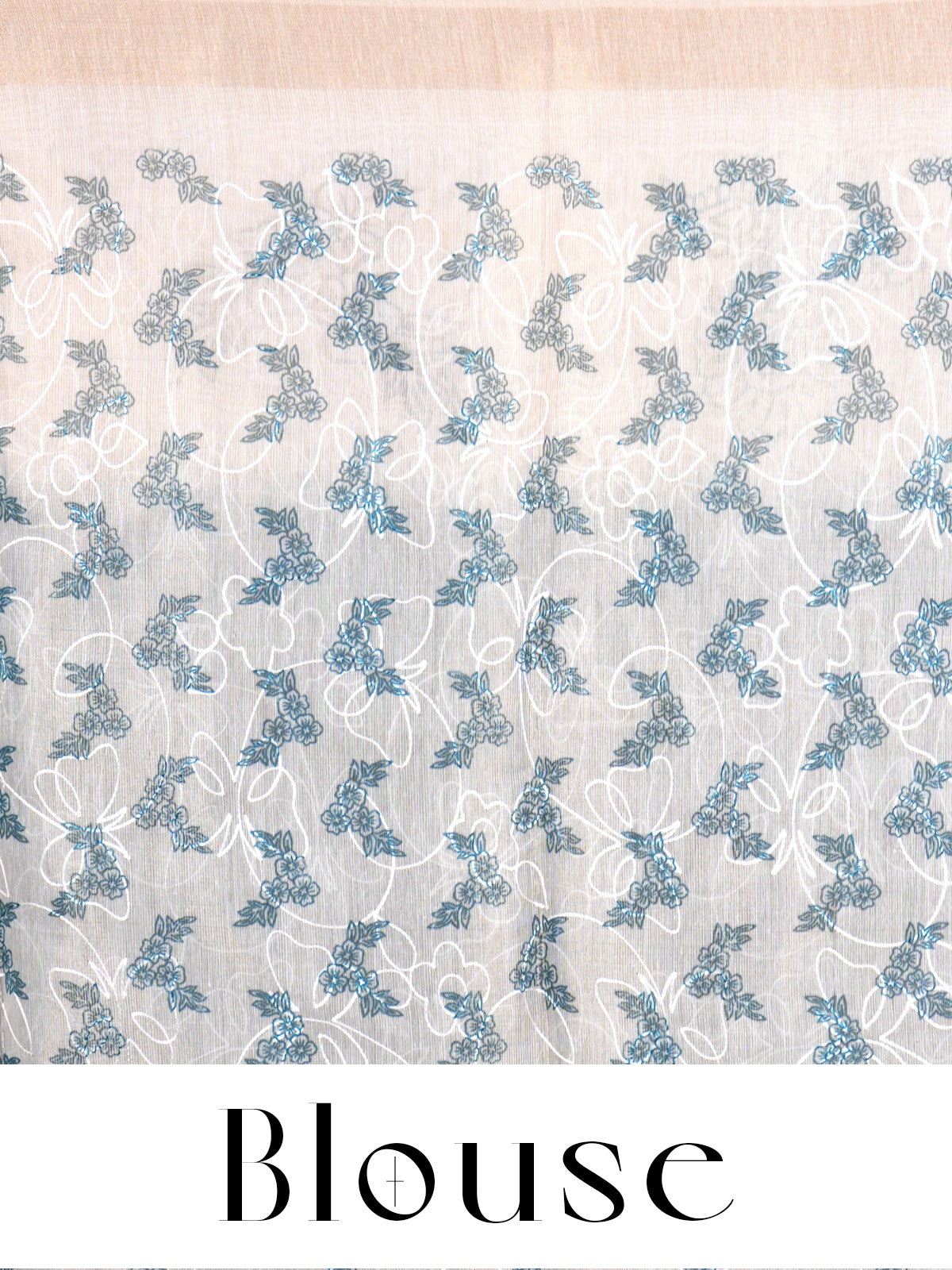 Peacock Blue with Cream - Linen Cotton Saree