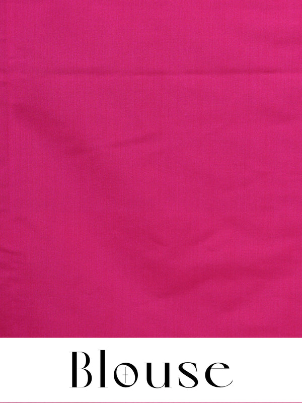 Leaf Green with Rani Pink Semi Silk Saree
