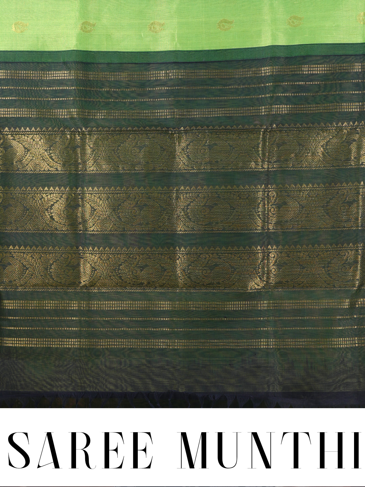 Elegant Parrot Green Pure Silk Cotton Saree with Traditional Zari Border