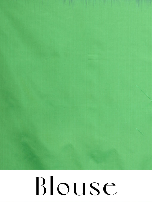 Dark Purple with Green Semi Silk Saree