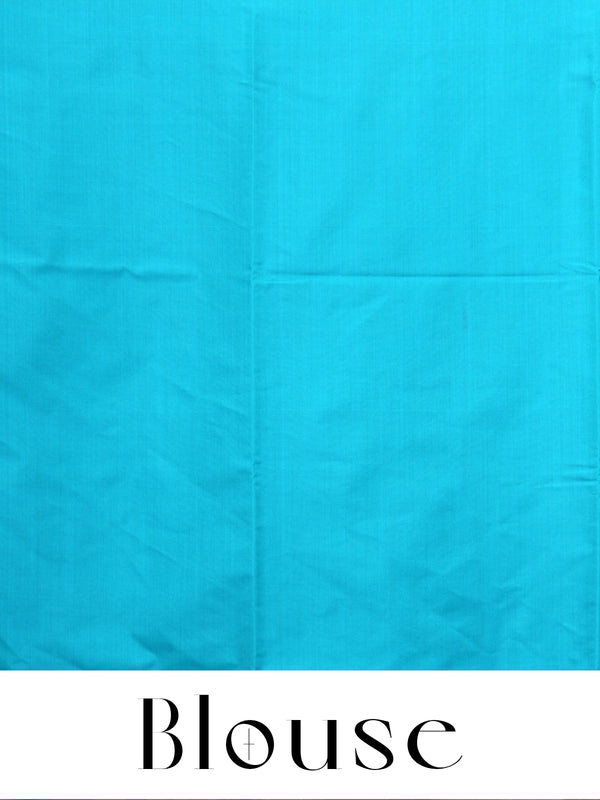 Olive Green With Blue Semi Silk Saree